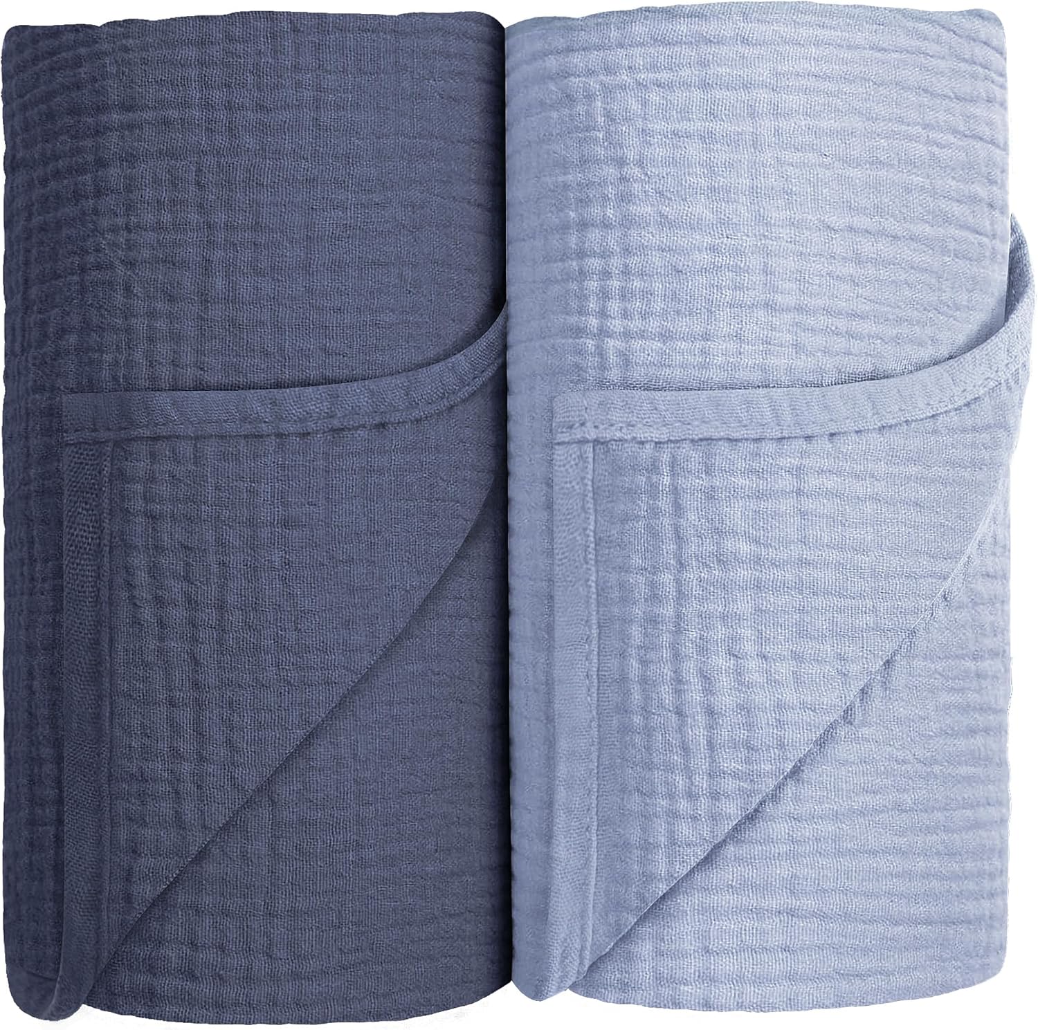 Susurration Muslin Swaddle Blanket 100 Cotton 40x40in 2Pack Navy Blue