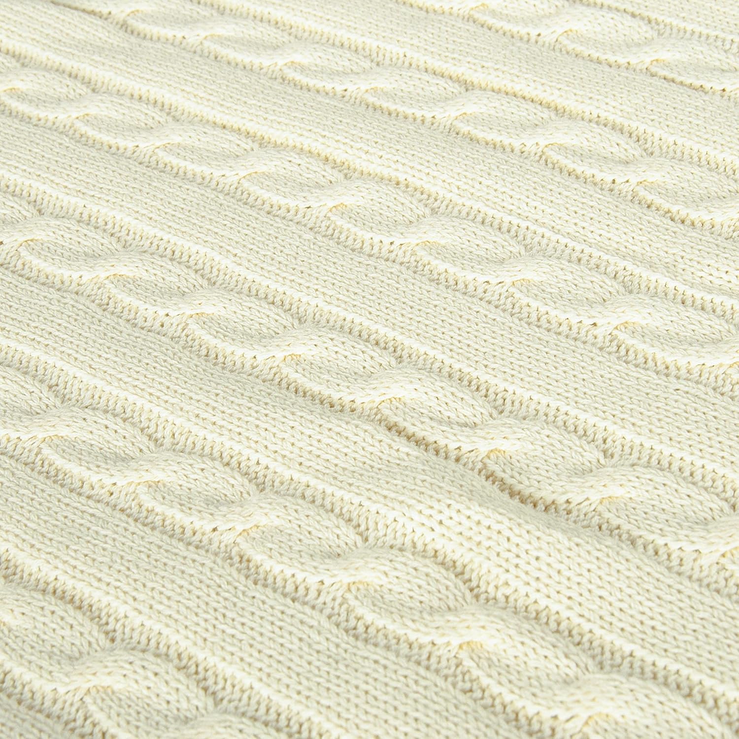 NTBAY 100 Pure Cotton CableKnit Toddler Blanket 30x40 Ivory