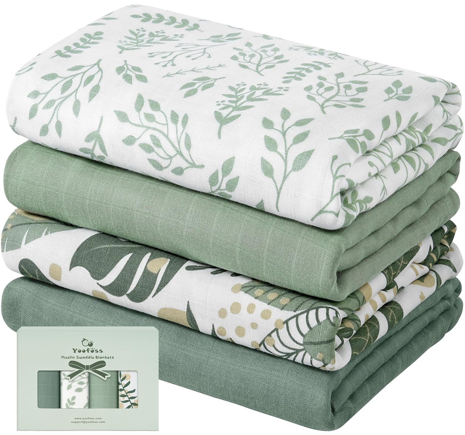 Yoofoss Organic Muslin Swaddle Blanket 47x47 Inches Soft Breathable for Babies