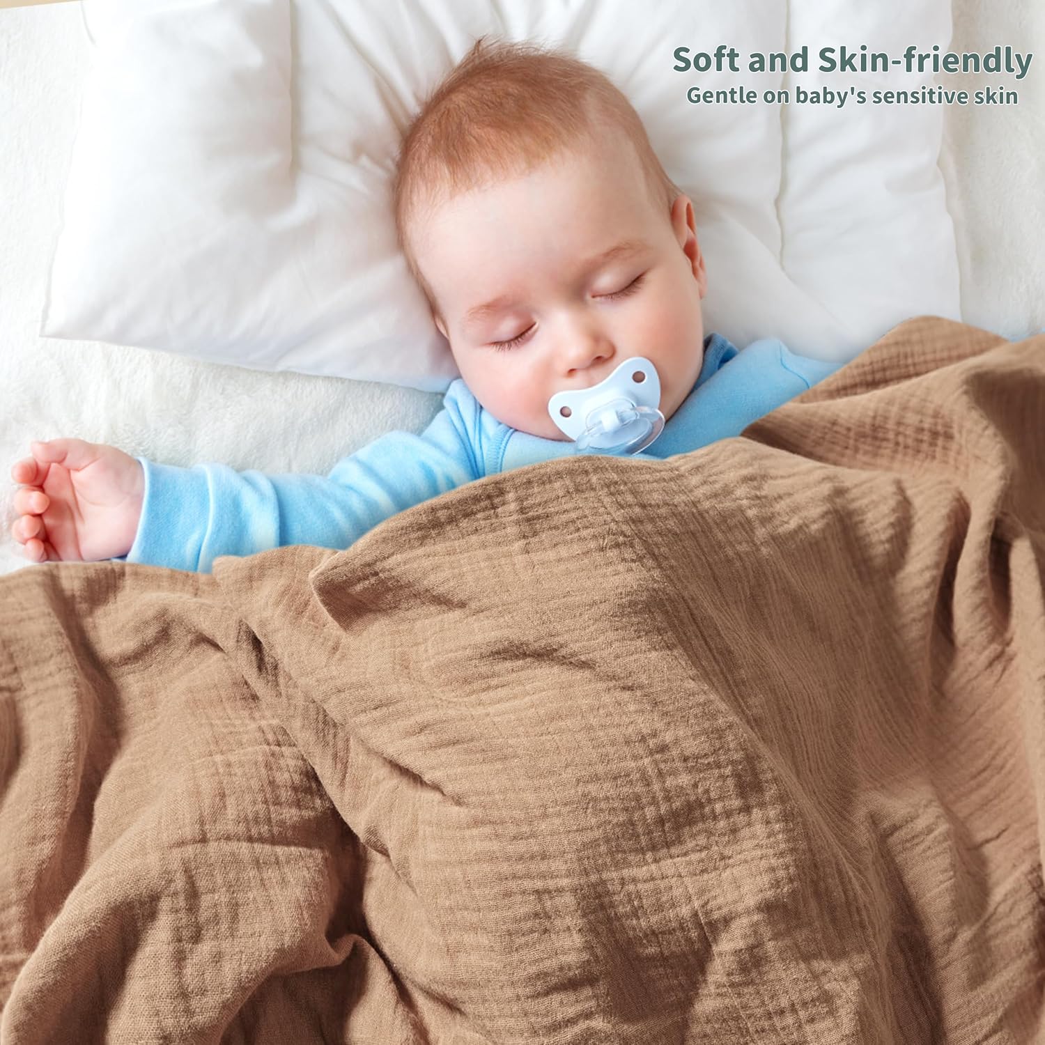 GUNTAIL Muslin Swaddle Blankets 2 Pack Beige Coffee