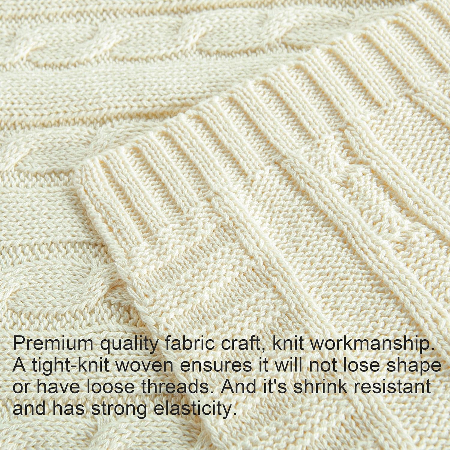 NTBAY 100 Pure Cotton CableKnit Toddler Blanket 30x40 Ivory