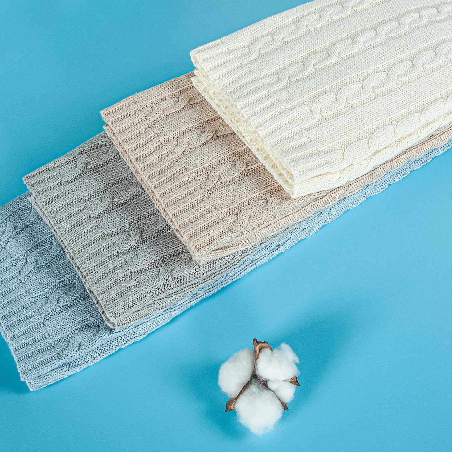 NTBAY 100 Pure Cotton CableKnit Toddler Blanket 30x40 Ivory