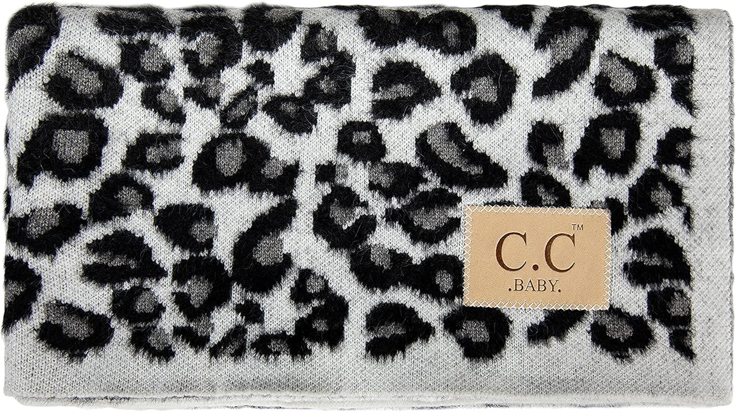 Funky Junque Leopard Print Baby Blanket Ivory 30x35in
