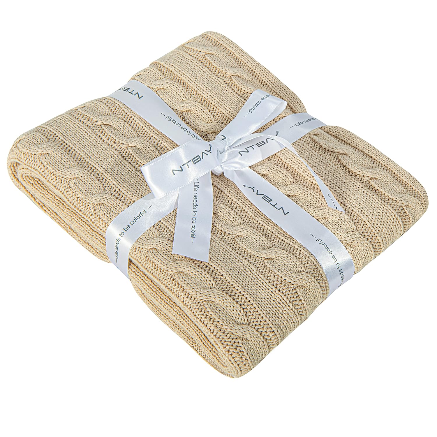 NTBAY 100 Pure Cotton Cable Knit Baby Blanket 30x40 Inches