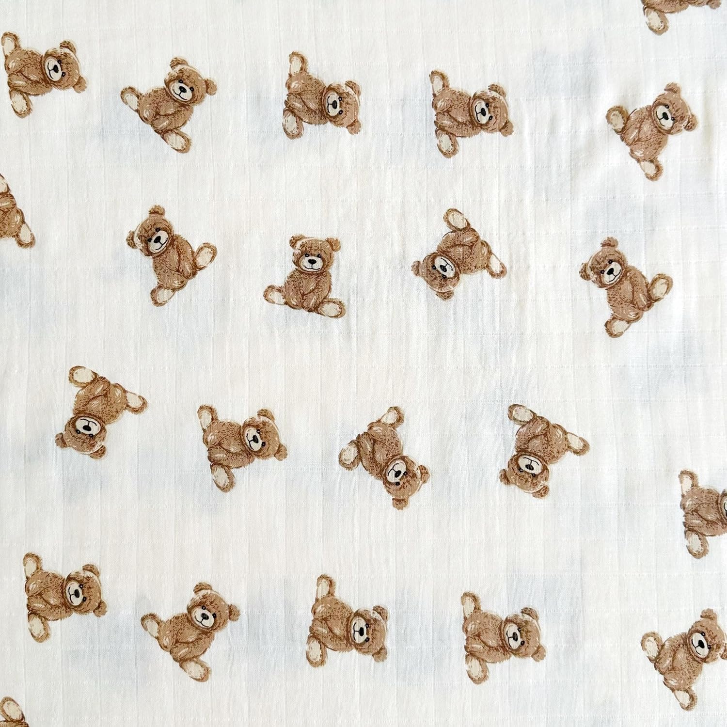 AliOli Muslin Swaddle Blanket Teddy Bear Large 47x47
