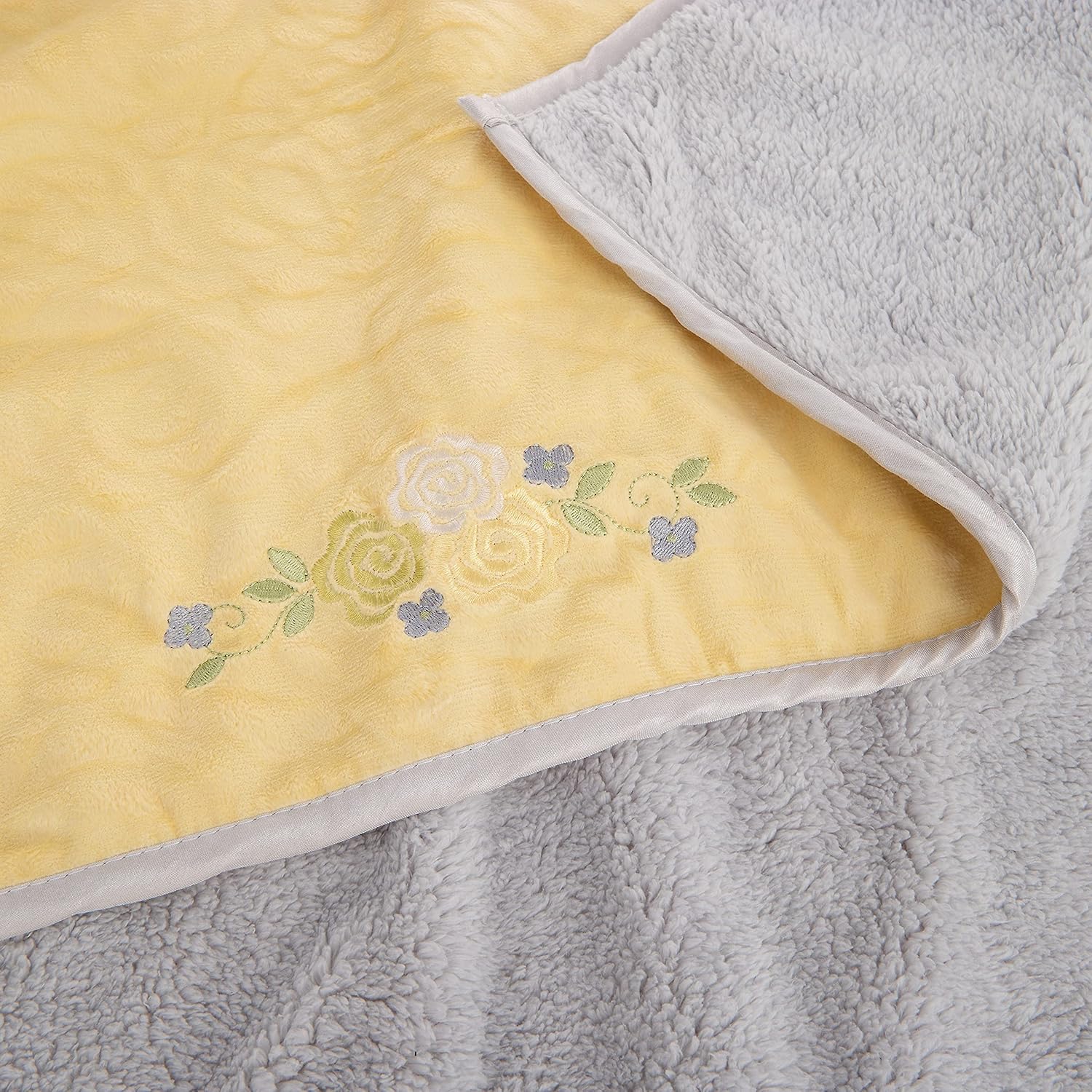 MSFANGHU Plush Baby Blanket - 30x40 Yellow Grey Floral