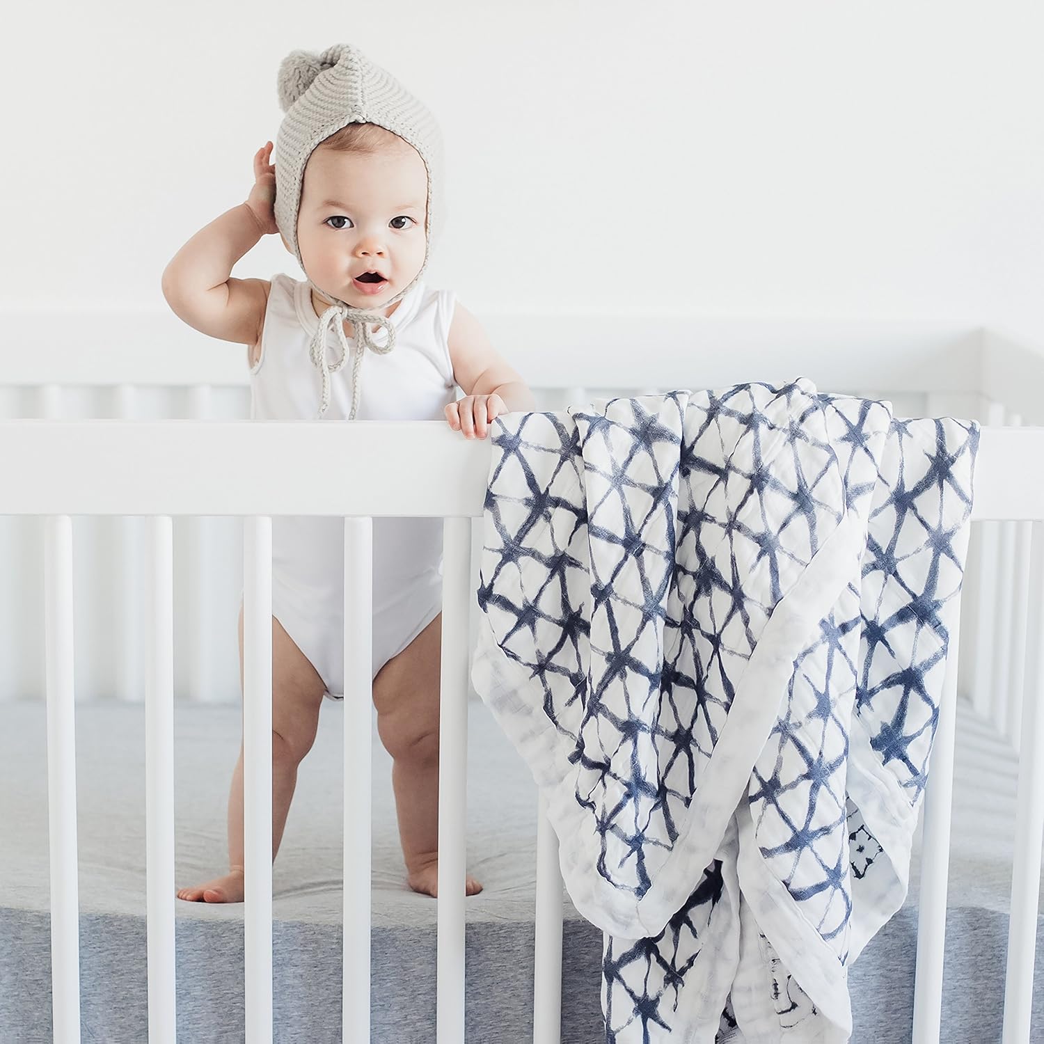 aden anais Bamboo Muslin Blanket - Grey 47x47 inches