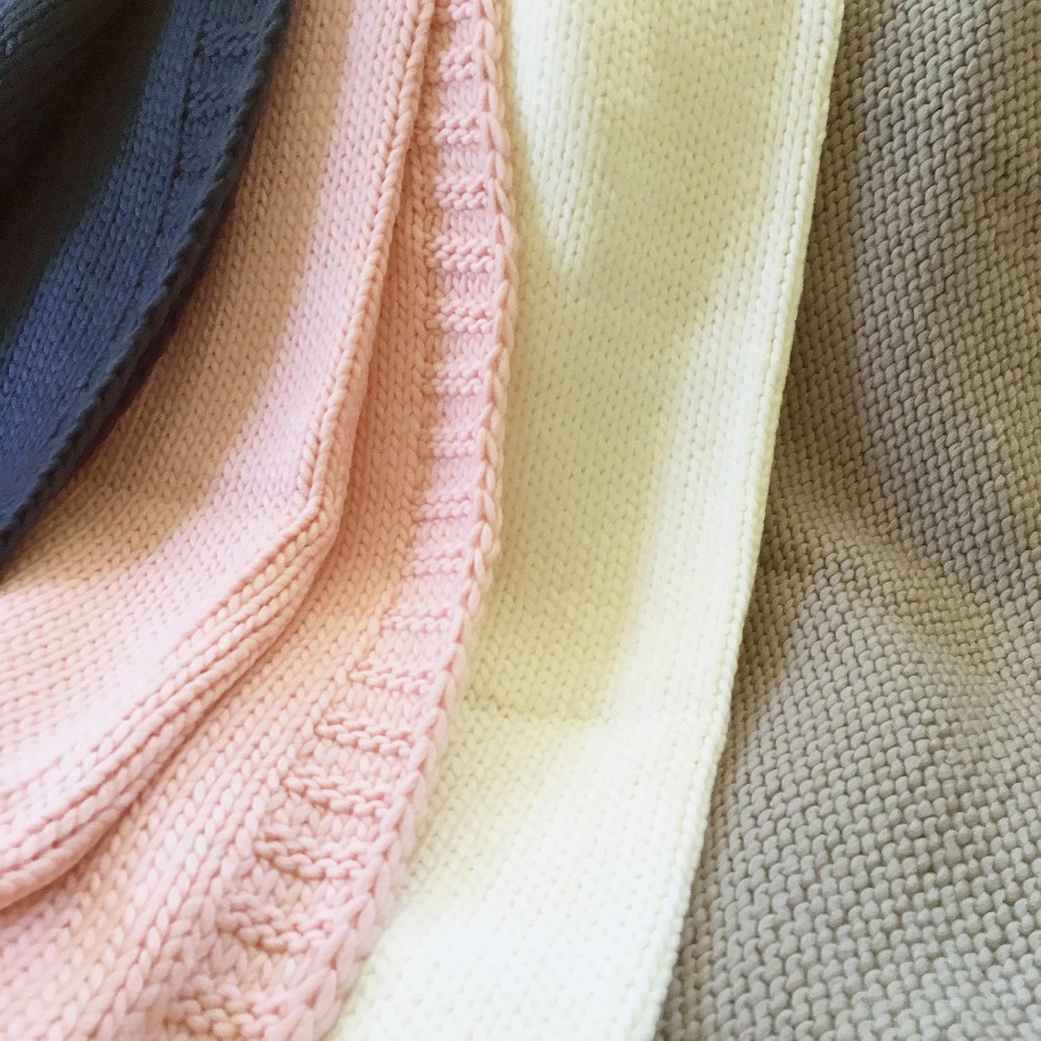NoJo Kimberly Grant Ivory Large Gauge Cable Knit Blanket