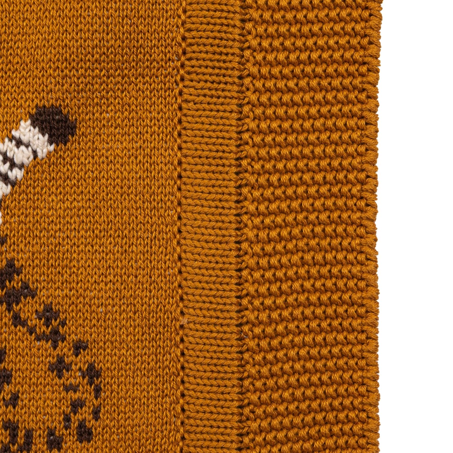 Creative Co-Op Soft Cotton Knit Baby Blanket with Cheetahs Mustard 1