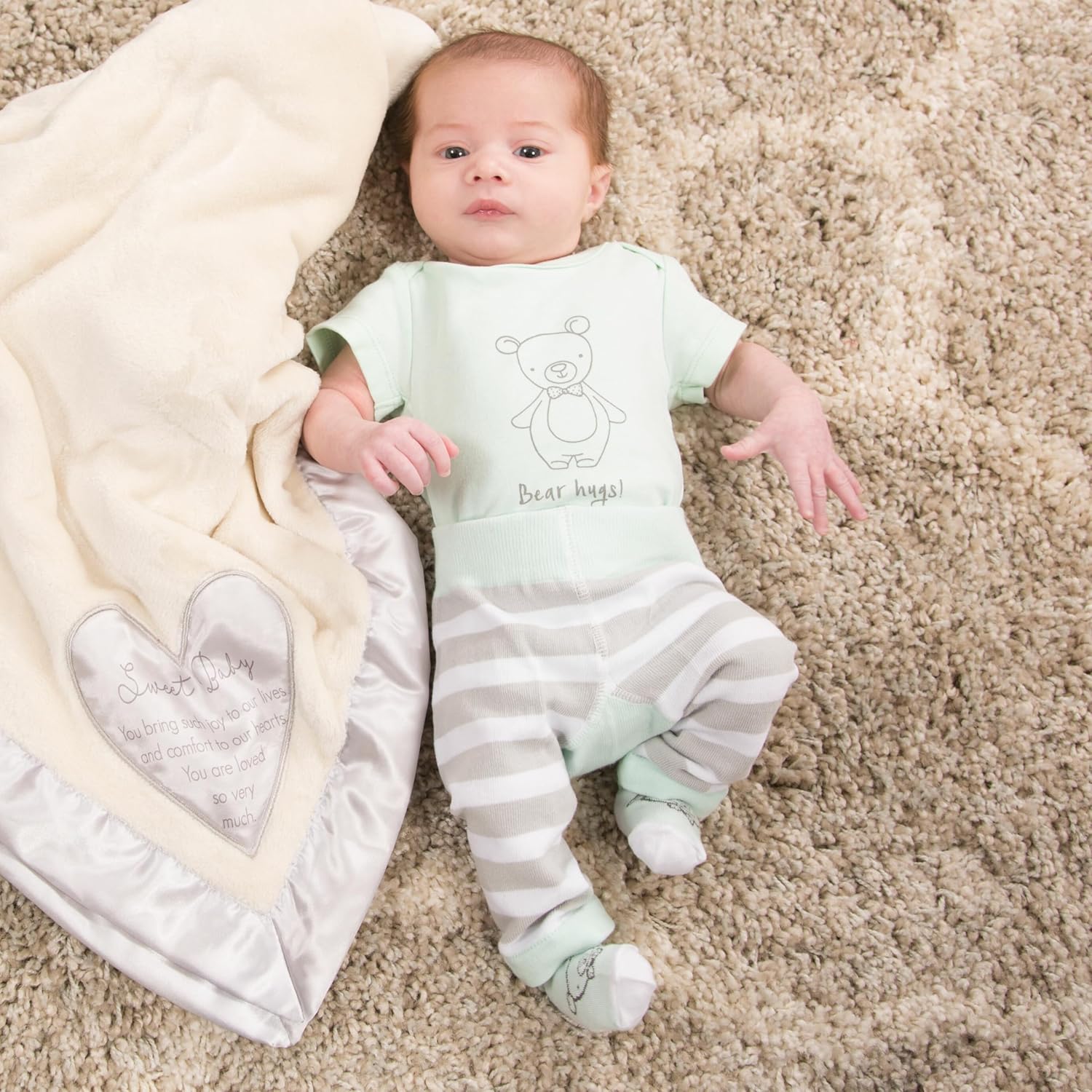 Sweet Baby Silver Silk Edge Royal Plush Blanket 30x40