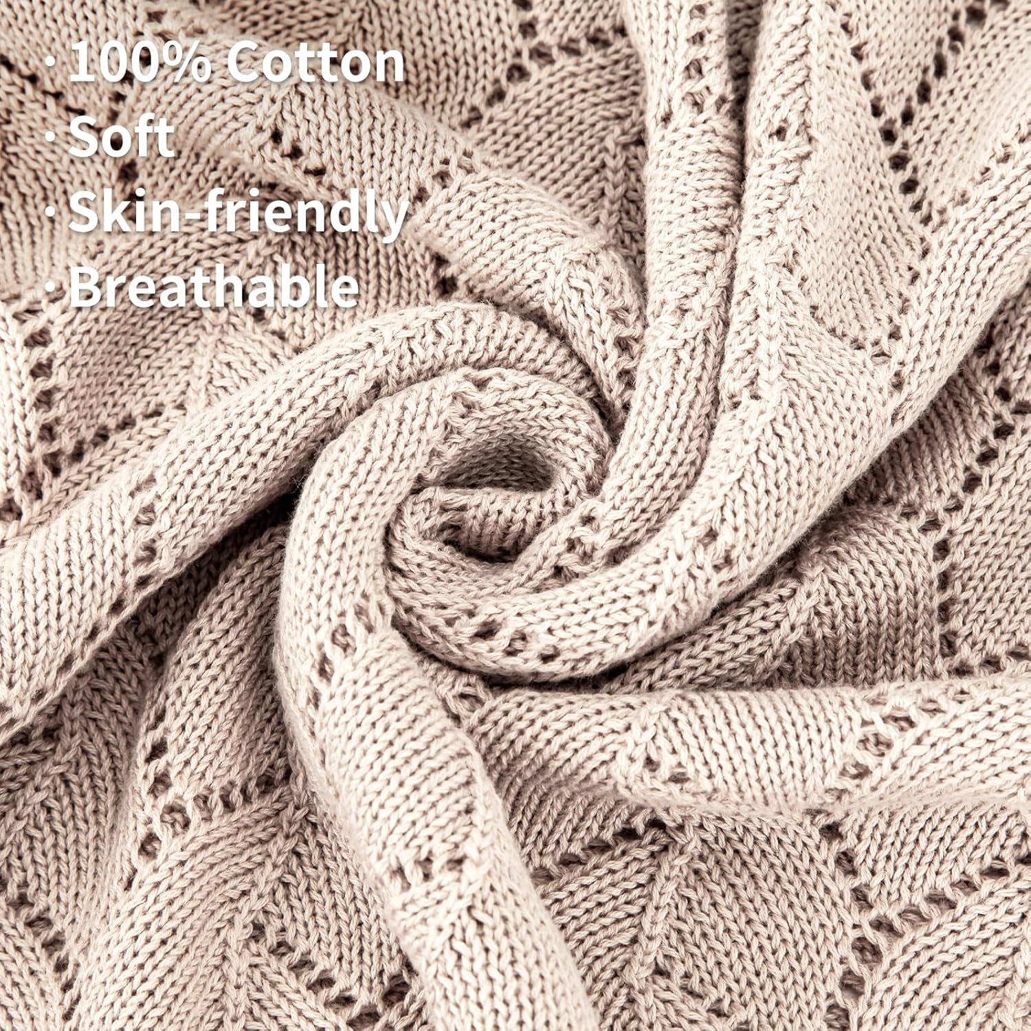 Loyfoky Baby Blanket 100 Cotton Soft Breathable Beige 30x40