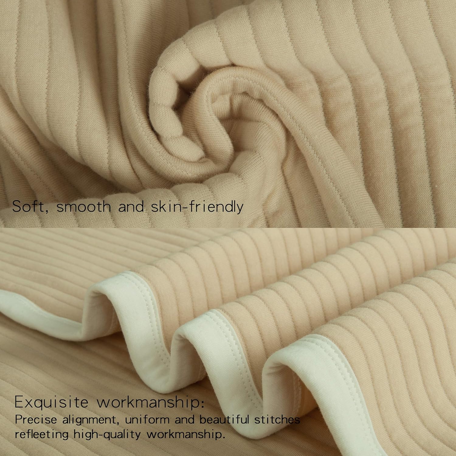 NTBAY Jersey Cotton Quilted Toddler Blanket - Camel Stripe 30x40 Inches