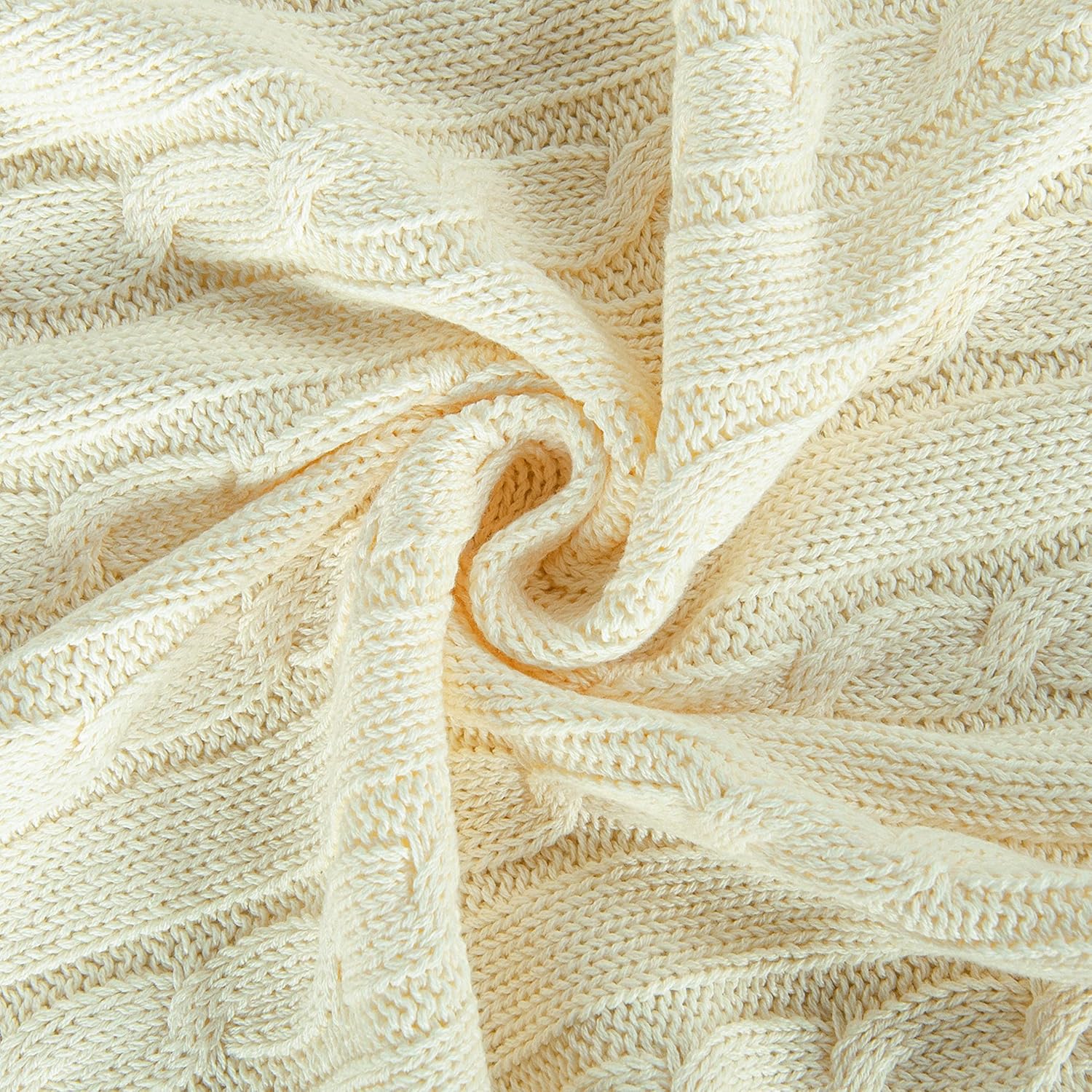 NTBAY 100 Pure Cotton CableKnit Toddler Blanket 30x40 Ivory