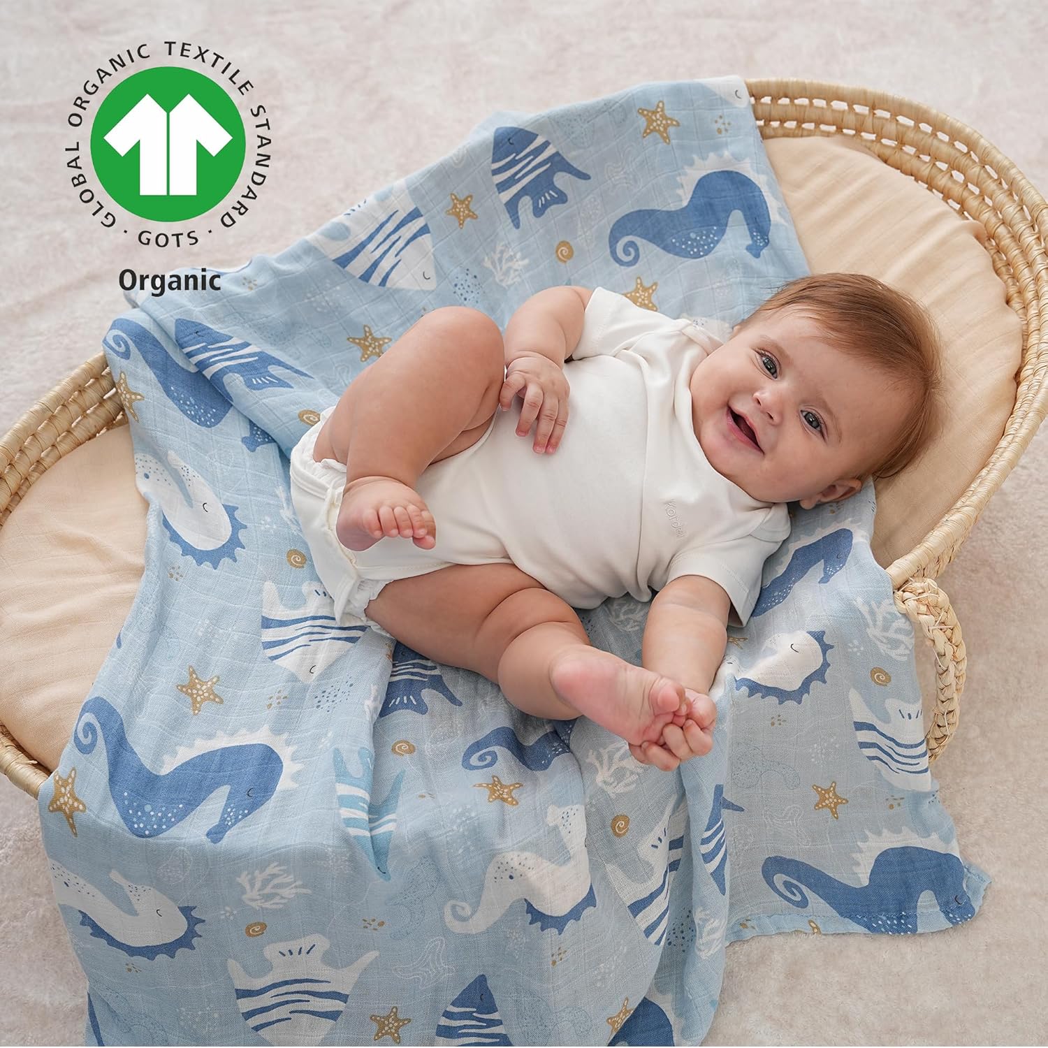 Yoofoss Muslin Swaddle Blankets 4-Pack Neutral Wrap