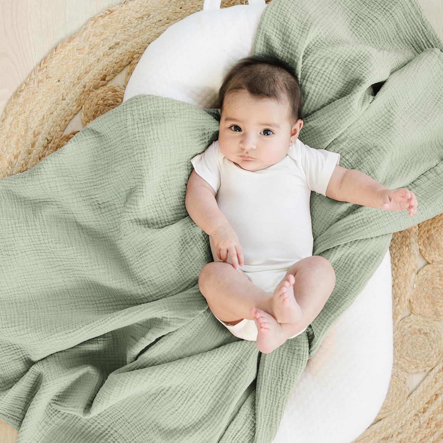 Konssy 2 Pack Muslin Swaddle Blankets Soft 47x47 Inches for Newborn