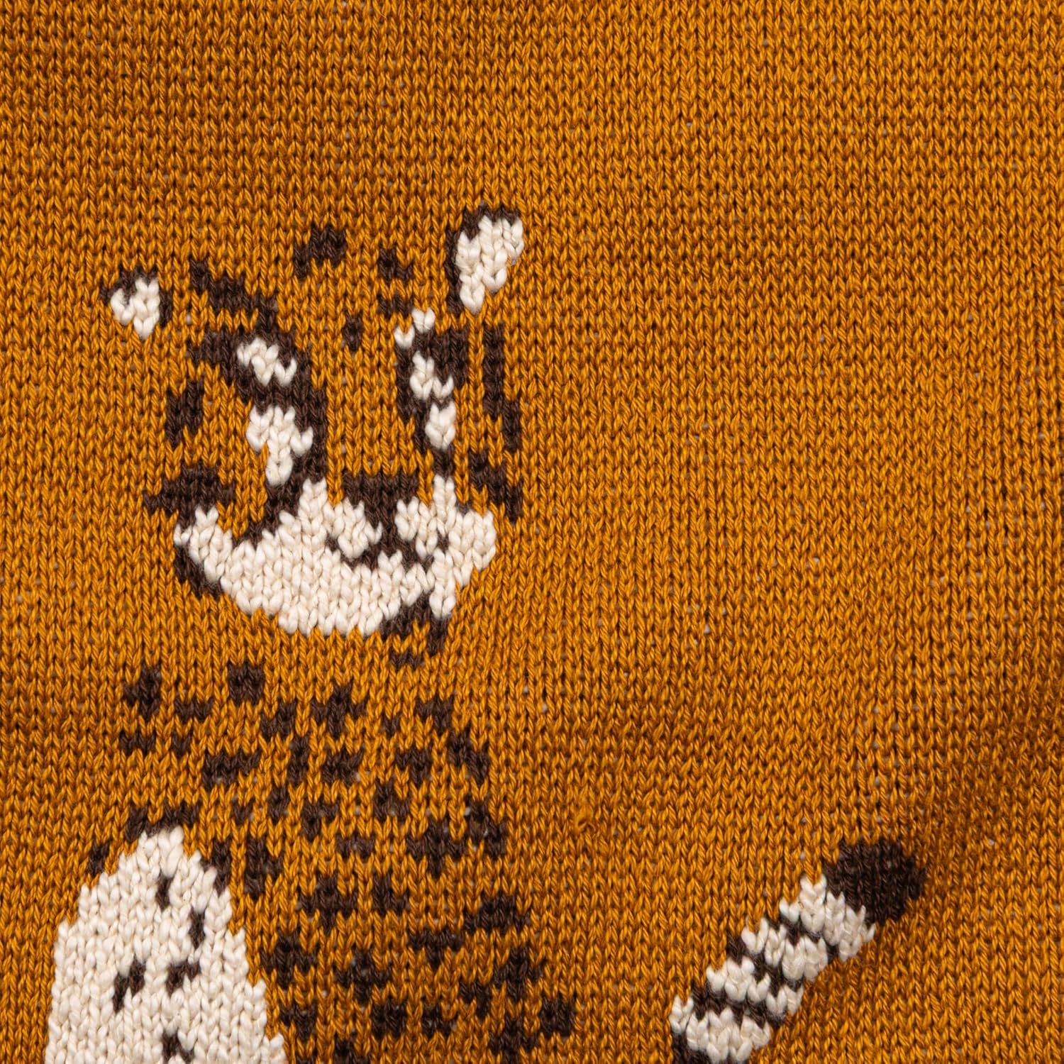 Creative Co-Op Soft Cotton Knit Baby Blanket with Cheetahs Mustard 1