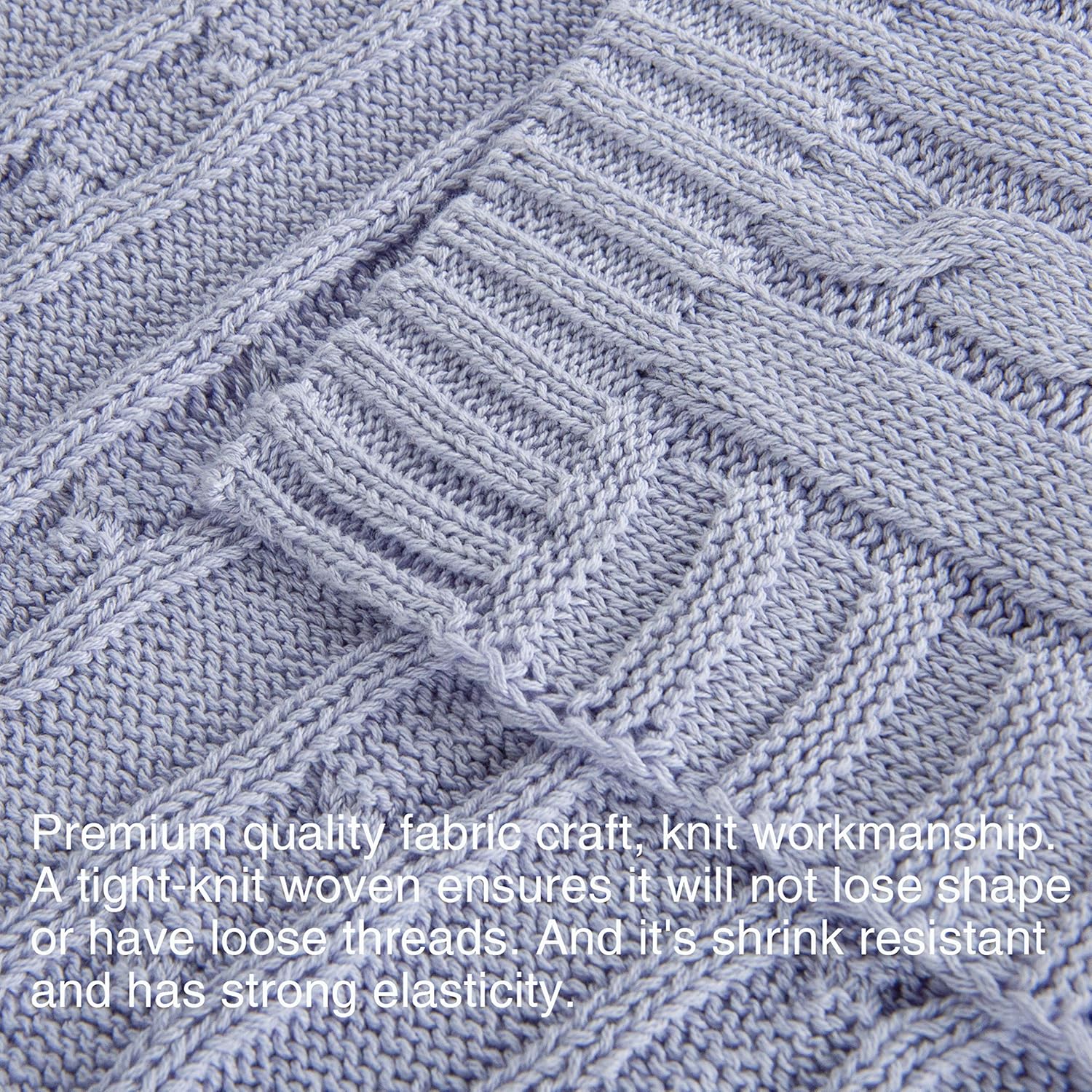 NTBAY 100 Pure Cotton Cable Knit Toddler Blanket 30x40 Inches Light Purple
