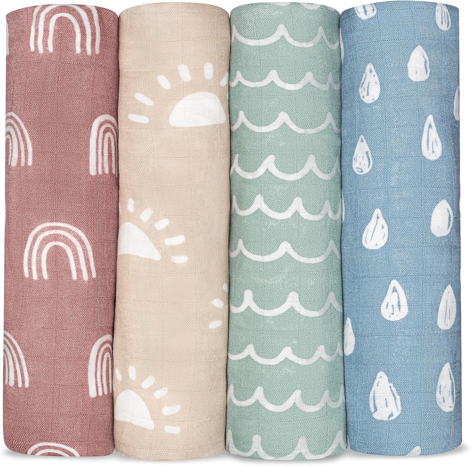 Comfy Cubs 4-Pack Muslin Swaddle Blankets 47x47 Inches