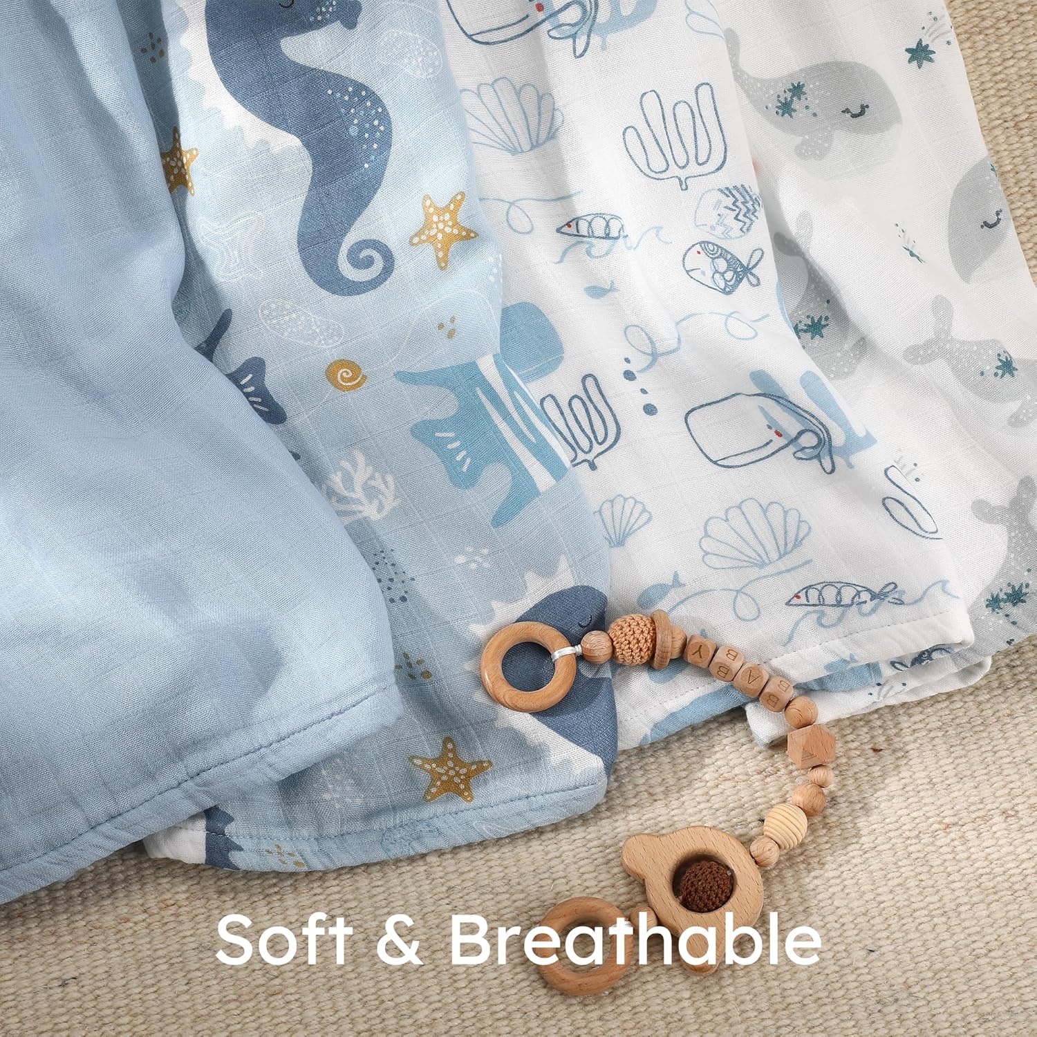 Yoofoss Muslin Swaddle Blankets 4-Pack Neutral Wrap