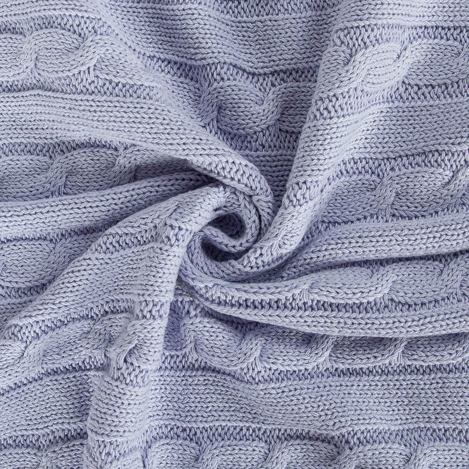 NTBAY 100 Pure Cotton Cable Knit Toddler Blanket 30x40 Inches Light Purple