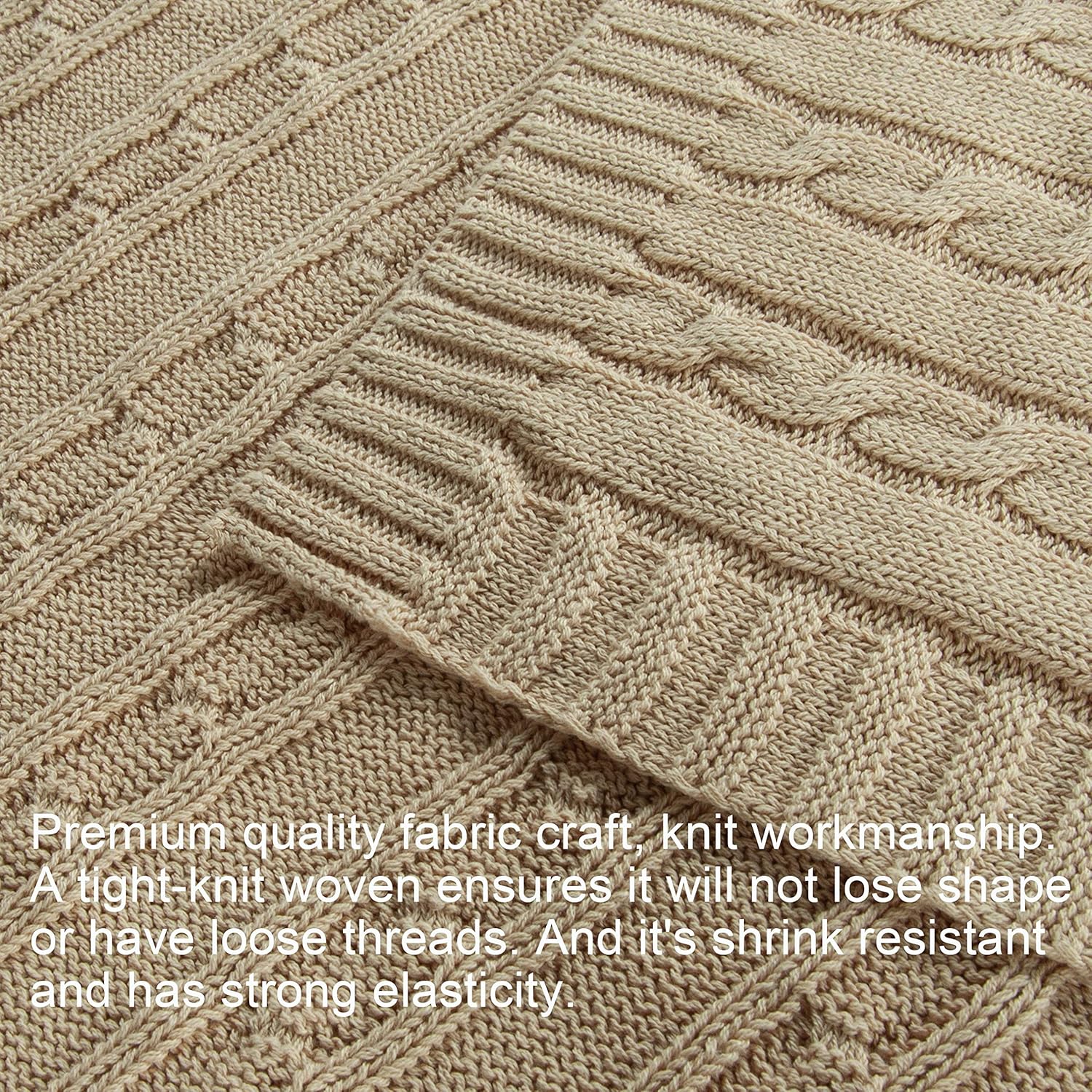 NTBAY 100 Pure Cotton Cable Knit Baby Blanket 30x40 Inches