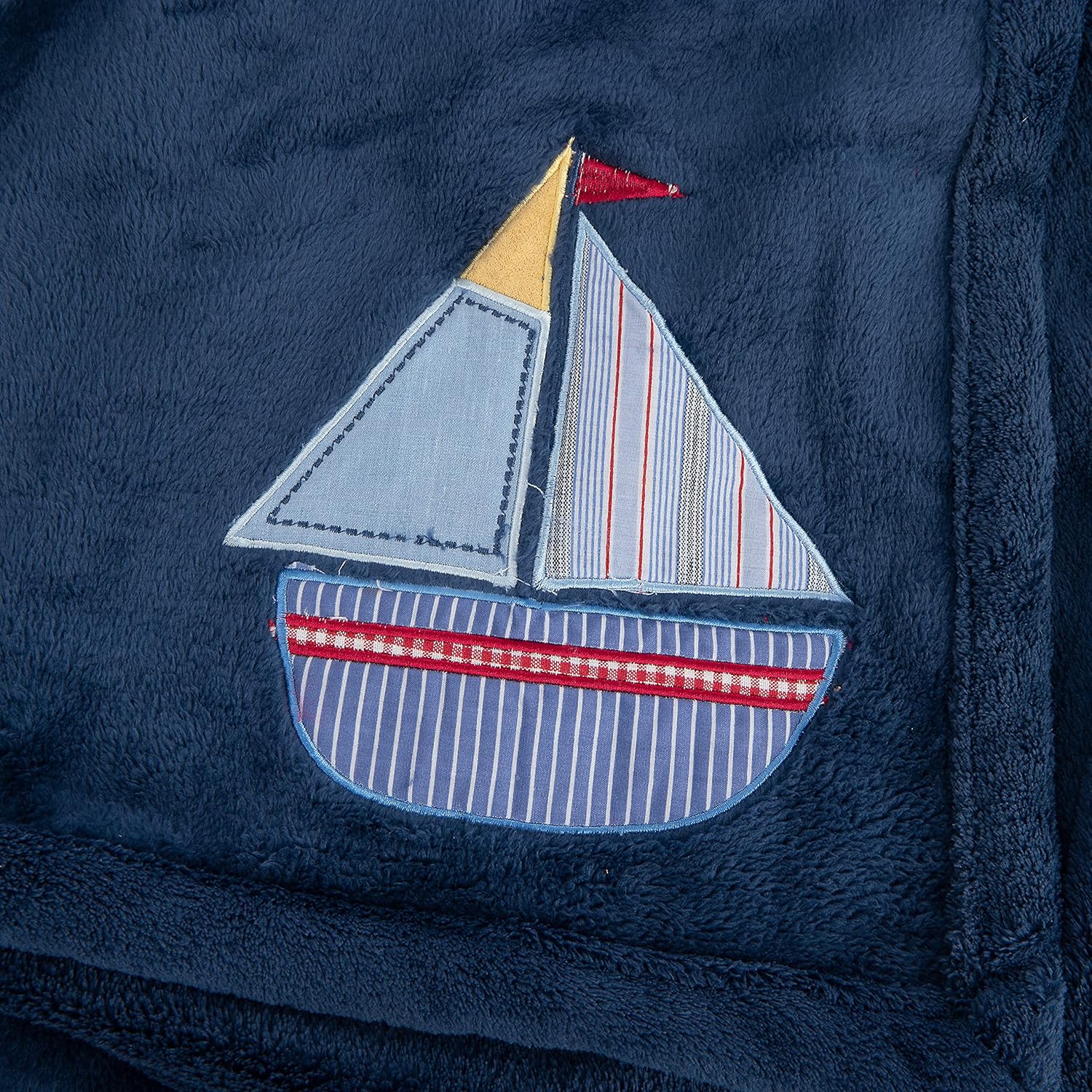 Danica Plush Baby Blanket Navy Sailboat